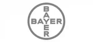 Bayer-Logo mit dem Wort Bayer in einem Kreuz innerhalb eines Kreises.