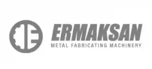 Ermaksan-Logo mit Zahnradsymbol und dem Text ERMAKSAN Metal Fabricating Machinery in fetten Buchstaben.