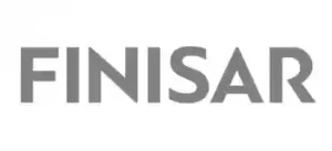 Das Wort FINISAR in fetten, großen, grauen Buchstaben auf weißem Hintergrund.