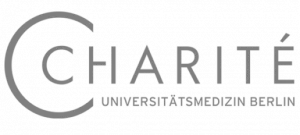 Charité-Logo in Grau, mit dem Wort Charité und einem stilisierten C, das einen Teil des Textes umgibt.