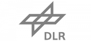 Graues Logo mit einer stilisierten Sternform und den Buchstaben DLR darunter.