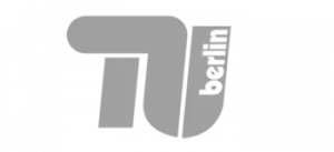 TU Berlin-Logo in Grau, mit einem stilisierten T und U und dem Wort berlin in weißer Schrift.